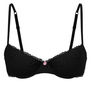 Victoria’s Secret Cotton Shadow Stripe Unlined Demi Bra VS- Black -NWT- 36C